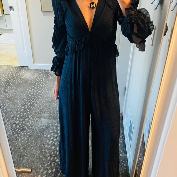 Zimmermann folly navy wide leg 100% silk pantsuit jumpsuit lined sz 1 NWOT - Picture 11 of 12